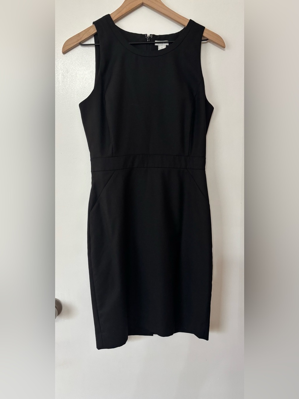 J.Crew Factory Black Ponte Wool Blend Sleeveless Sheath Dress Size 2 Work Career